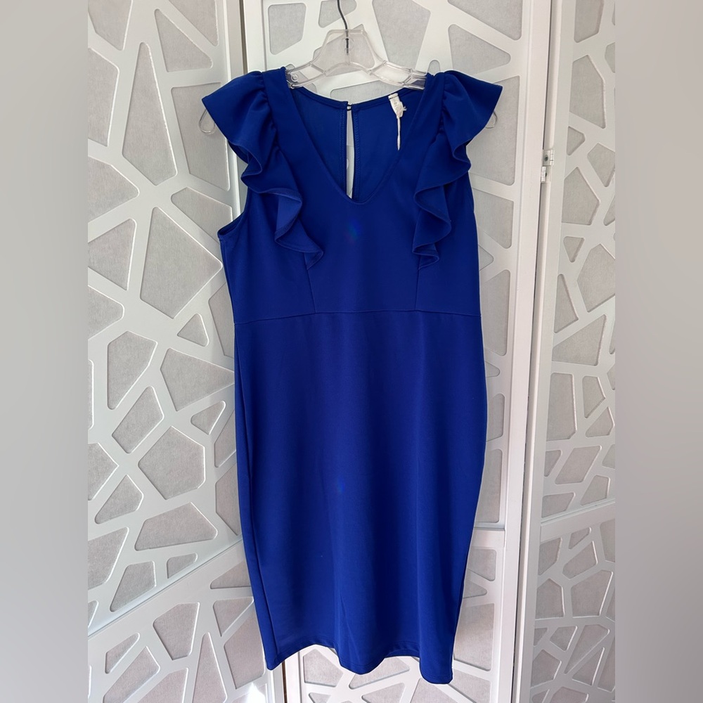 Pinkblush Royal Blue Ruffle Sleeve Midi Dress NWT - Size L